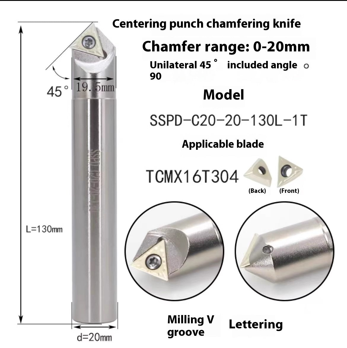1144-Shedding type fixed-point chamfering cutter 30 degree 45 degree 60 degree chamfering cutter bar SSK/SSP/TCM/SSY/SSO/SSH Shandong Denso Pricision Tools Co.,Ltd.